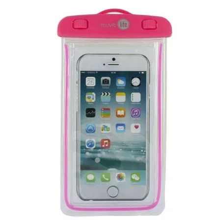 Muvit Life Funda Acuática Rosa Transparente para Dispositivos de hasta 6.2 pulgadas IPX8 con Correa Muvit Life Funda Acuática Rosa Transparente para Dispositivos de hasta 6.2 pulgadas IPX8 con Correa